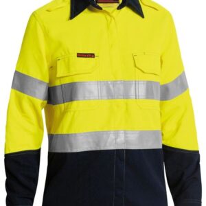 Bisley BL8082T Tencate Tecasafe® Plus 700 Ladies Taped Hi Vis FR Vented Shirt Yellow