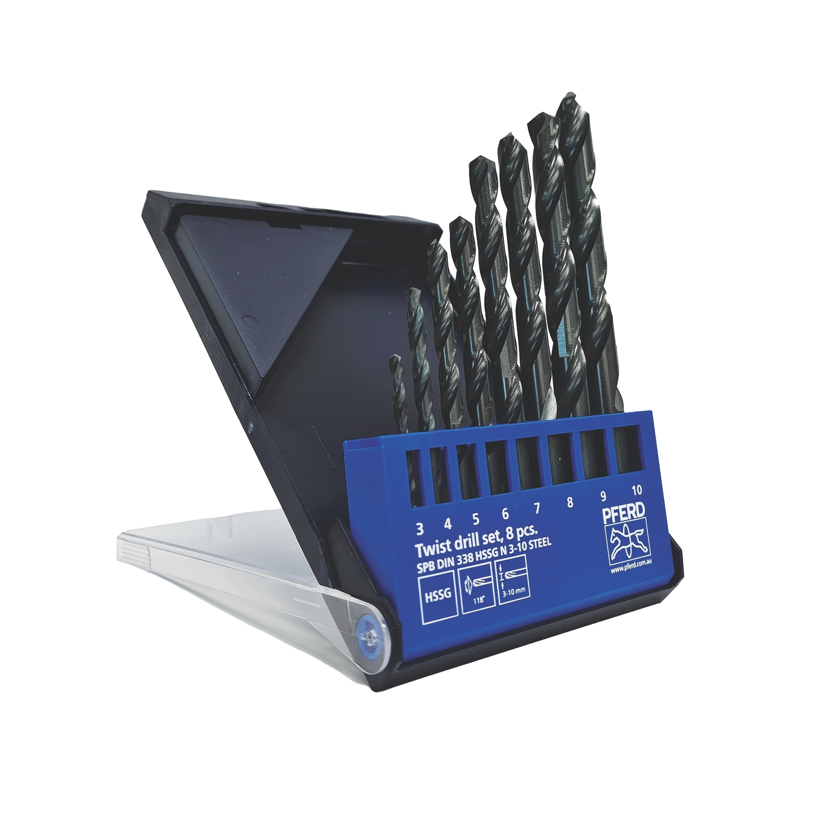 PFERD 8pce High Speed Steel HSSG Metric Drill Bit Set