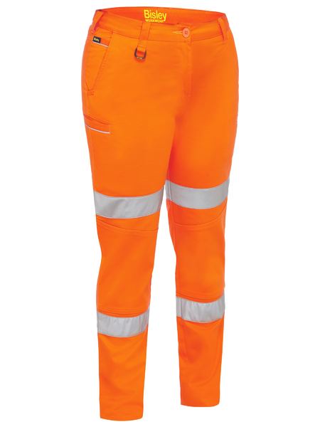 Bisley BPL6015T Ladies Taped Mid Rise Stretch Cotton Pants Orange