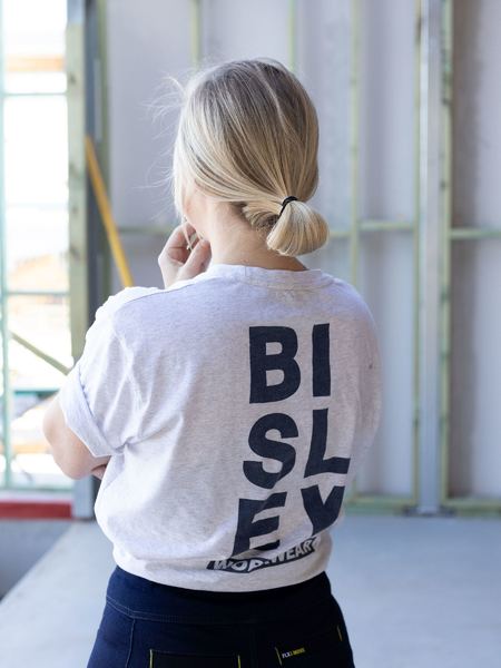 Bisley BKT091 Cotton Vertical Logo Tee Grey Marle