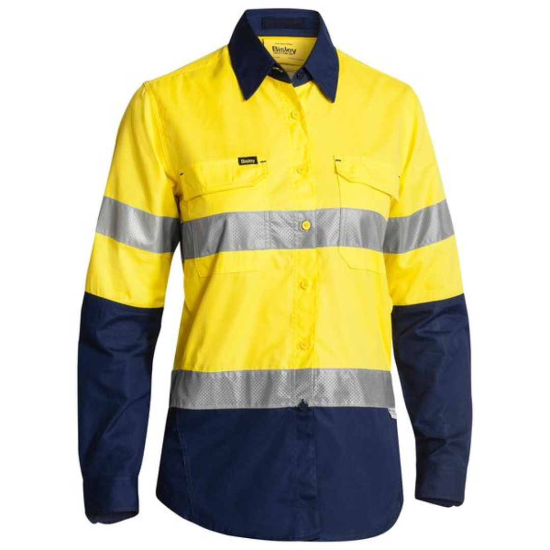 Bisley BL6415T Ladies X Airflow™ Taped Hi Vis Ripstop Shirt Yellow