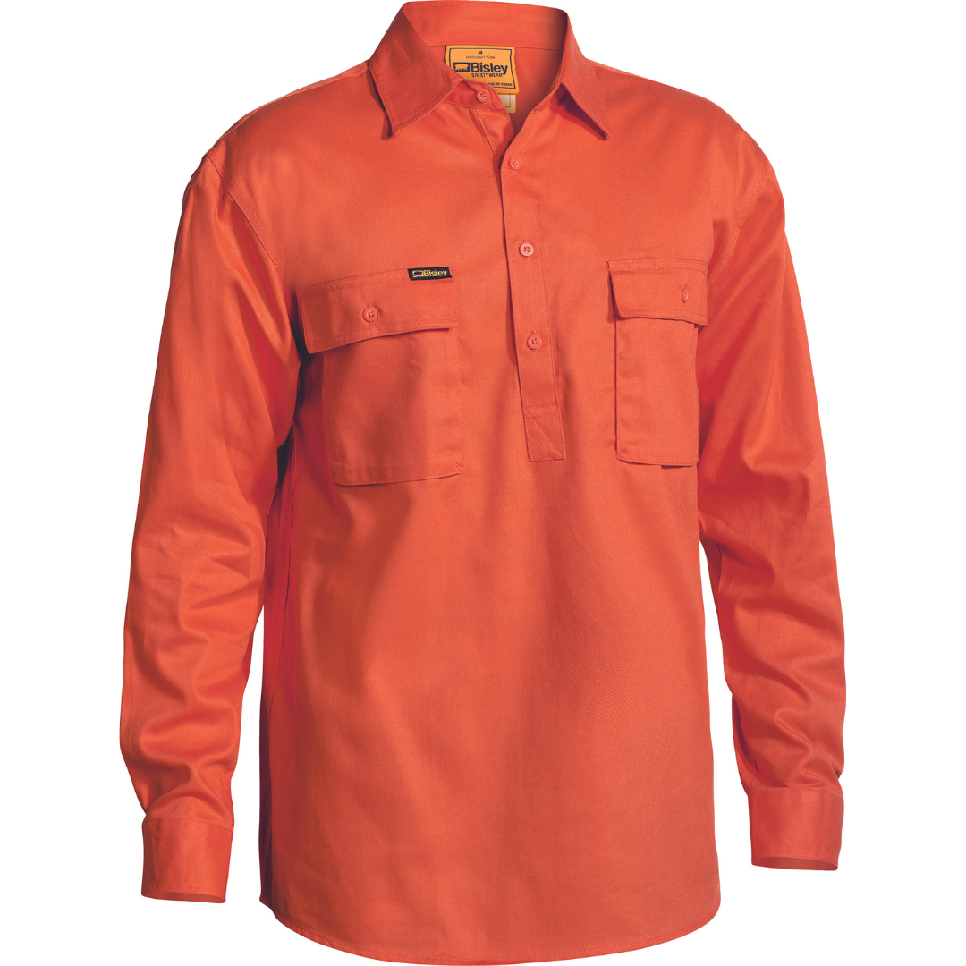Bisley BSC6433 Closed Front Cotton Drill Shirt Orange