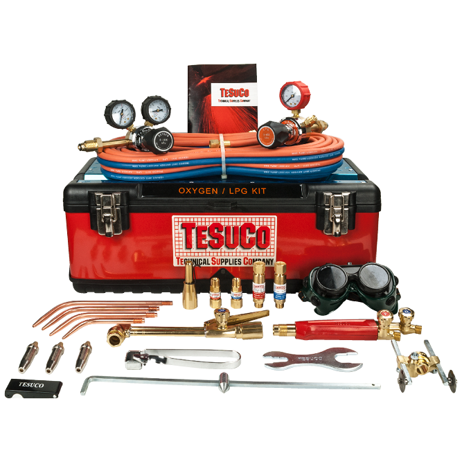 Tesuco Oxygen LPG Gas Cutting Kit with Side Entry Regulators