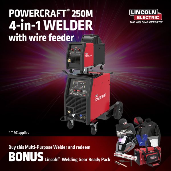 Lincoln Powercraft 250M 4-in-1 Multi Process Welder & Wire Feeder Package