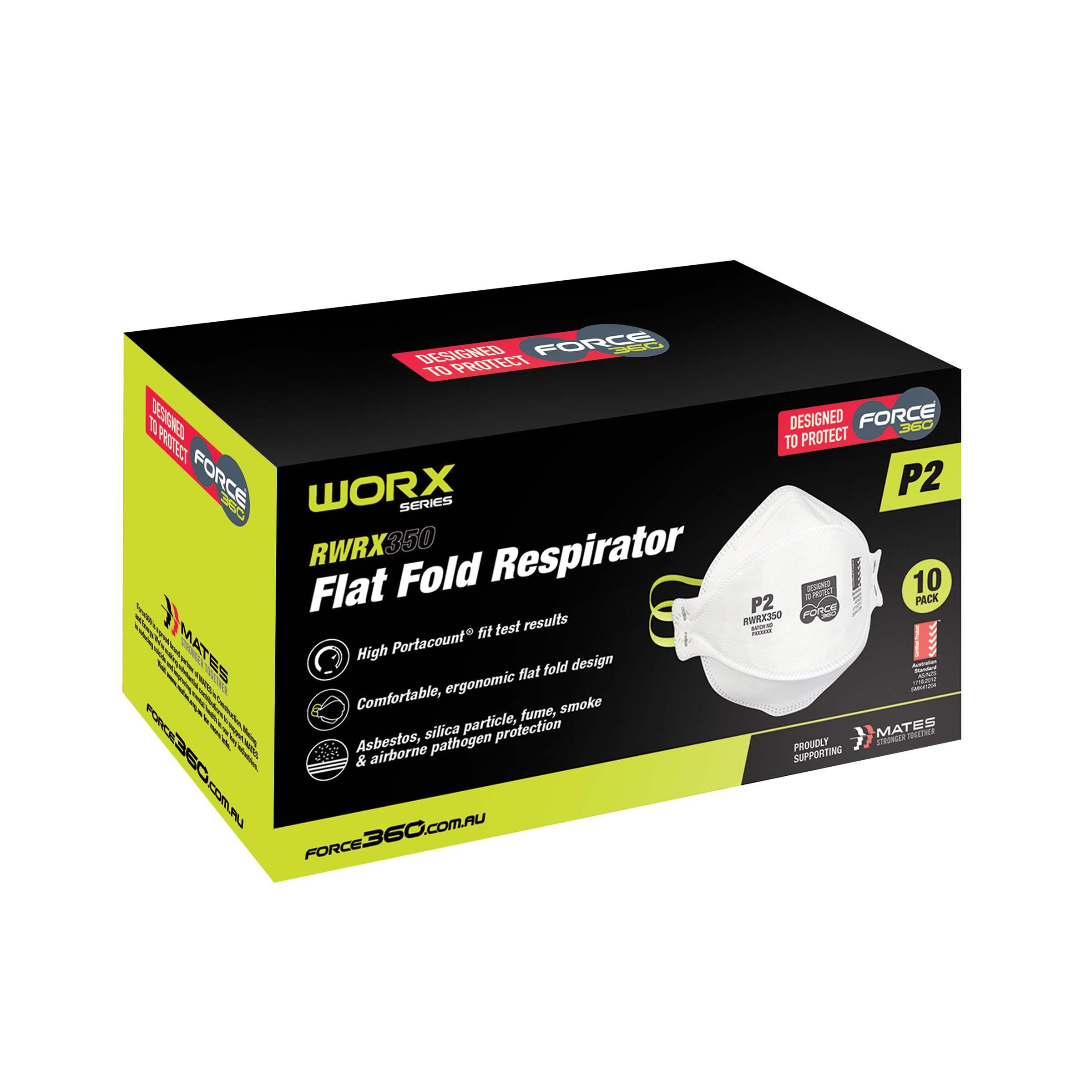 F360 P2 Flat Fold Respirator 10pk